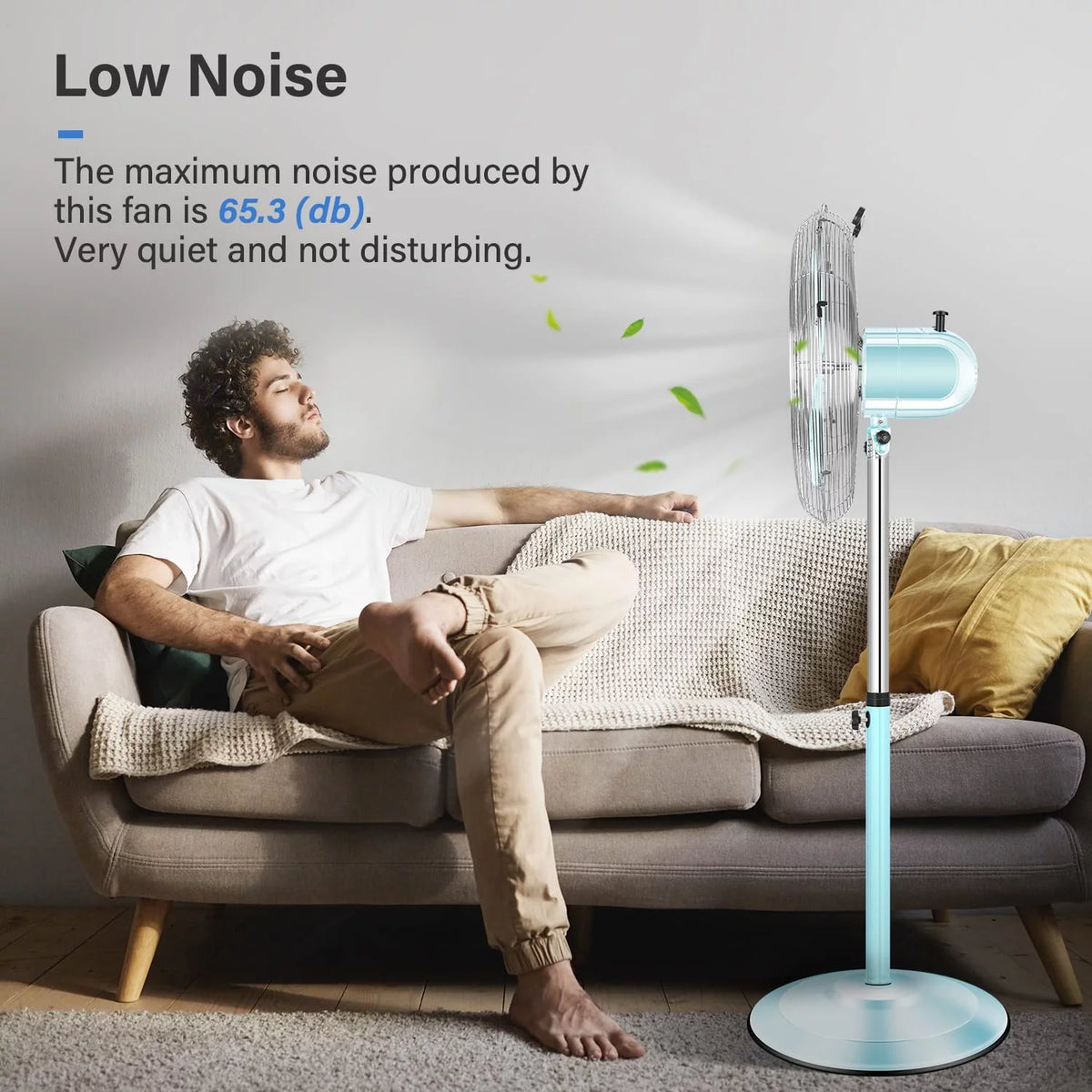 Metal Pedestal Fan, Quiet Oscillating Standing Fan with Height Adjustable C3059