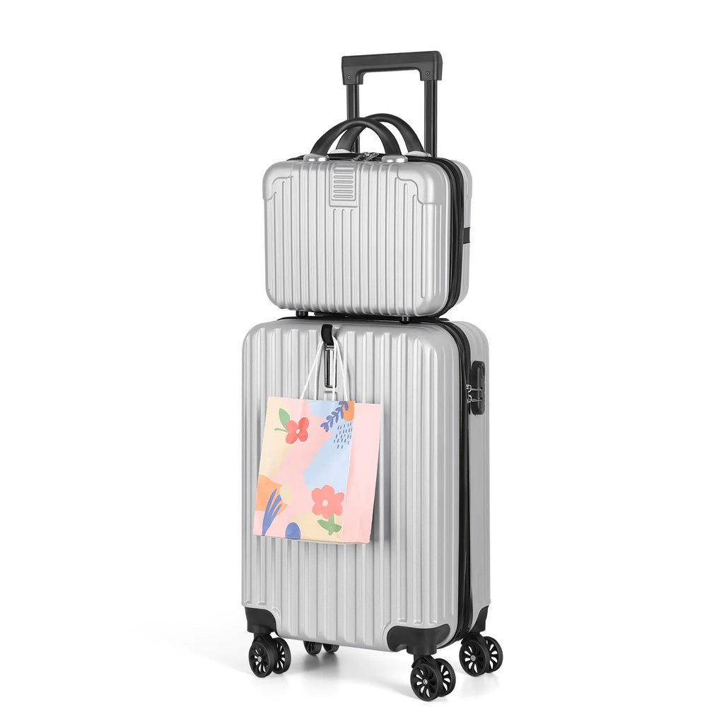 2-Piece Luggage Set Carry On Suitcase with Makeup Case K18744
