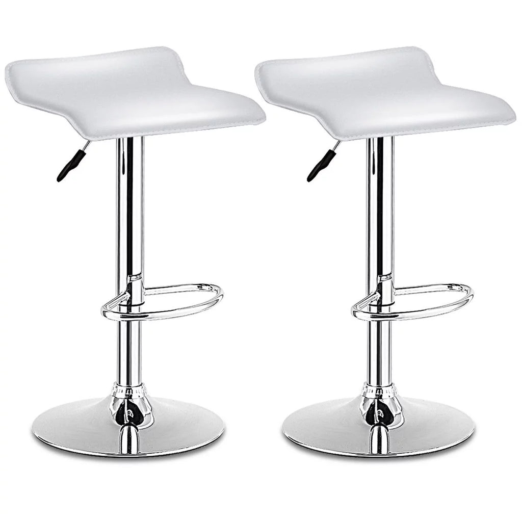 Set of 2 White Adjustable Swivel Bar Stools B826457