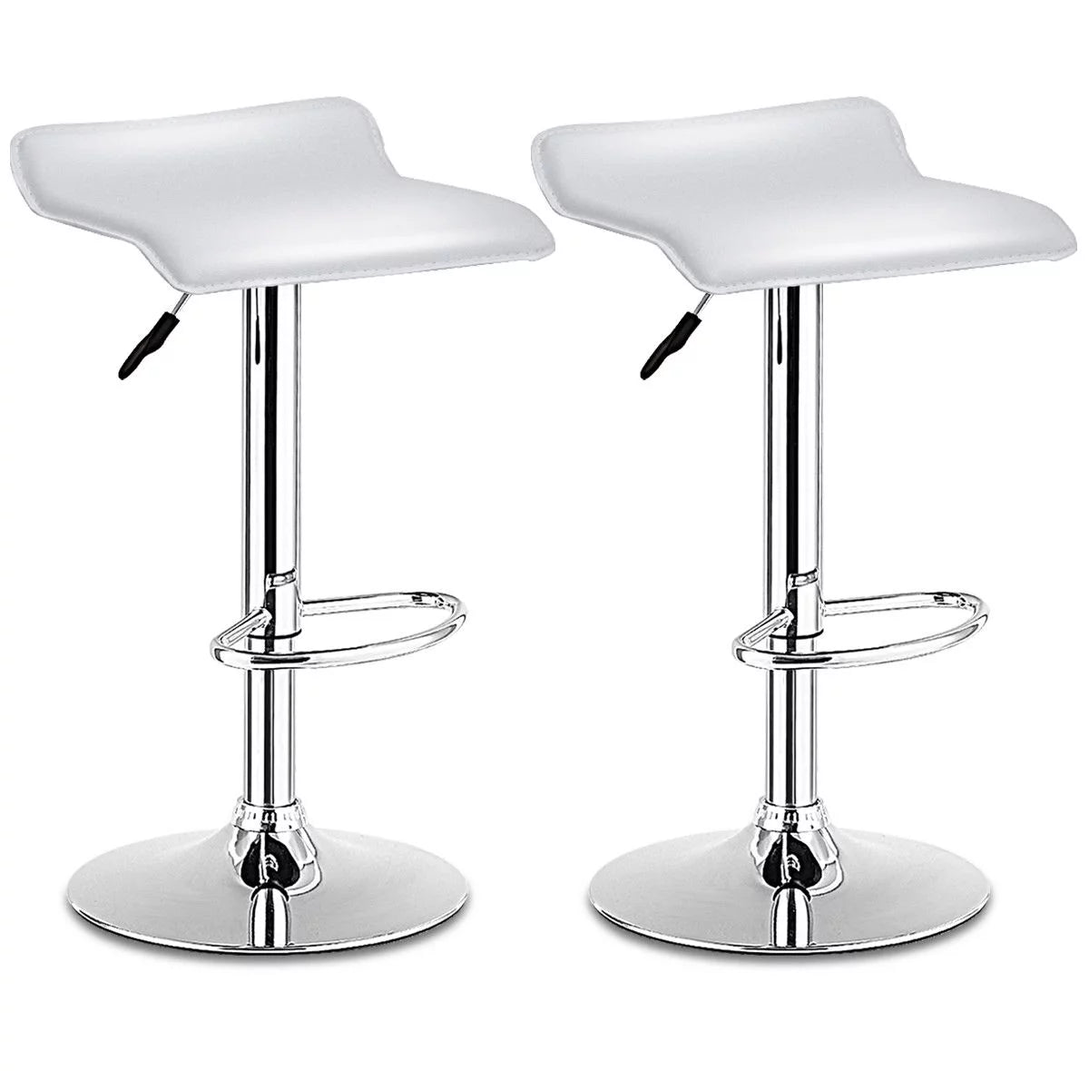 Set of 2 White Adjustable Swivel Bar Stools B826457