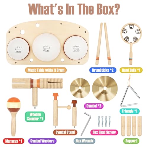 Kids Drum Set 11 in 1 Wooden Musical Instruments I163