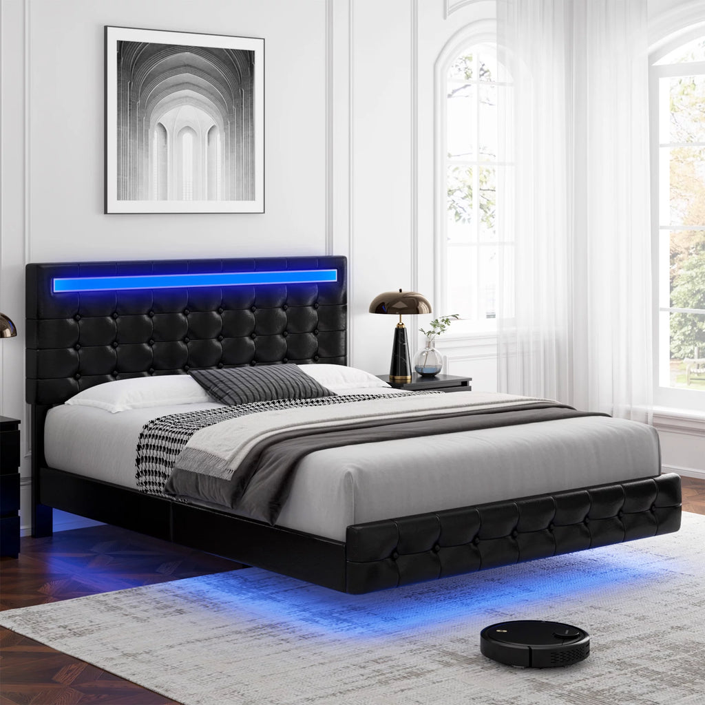 King LED Platform Bed with Under Bed Storage S7761