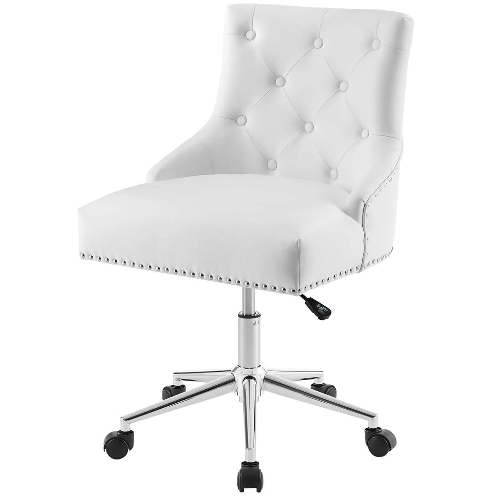 White Faux Vinyl Leather Aluminum Office Chair W7326