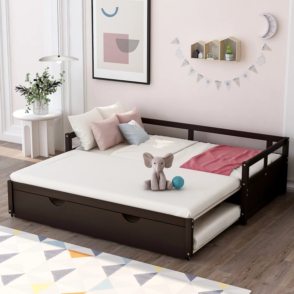 Wood Twin Size Daybed with Double Trundle F45766