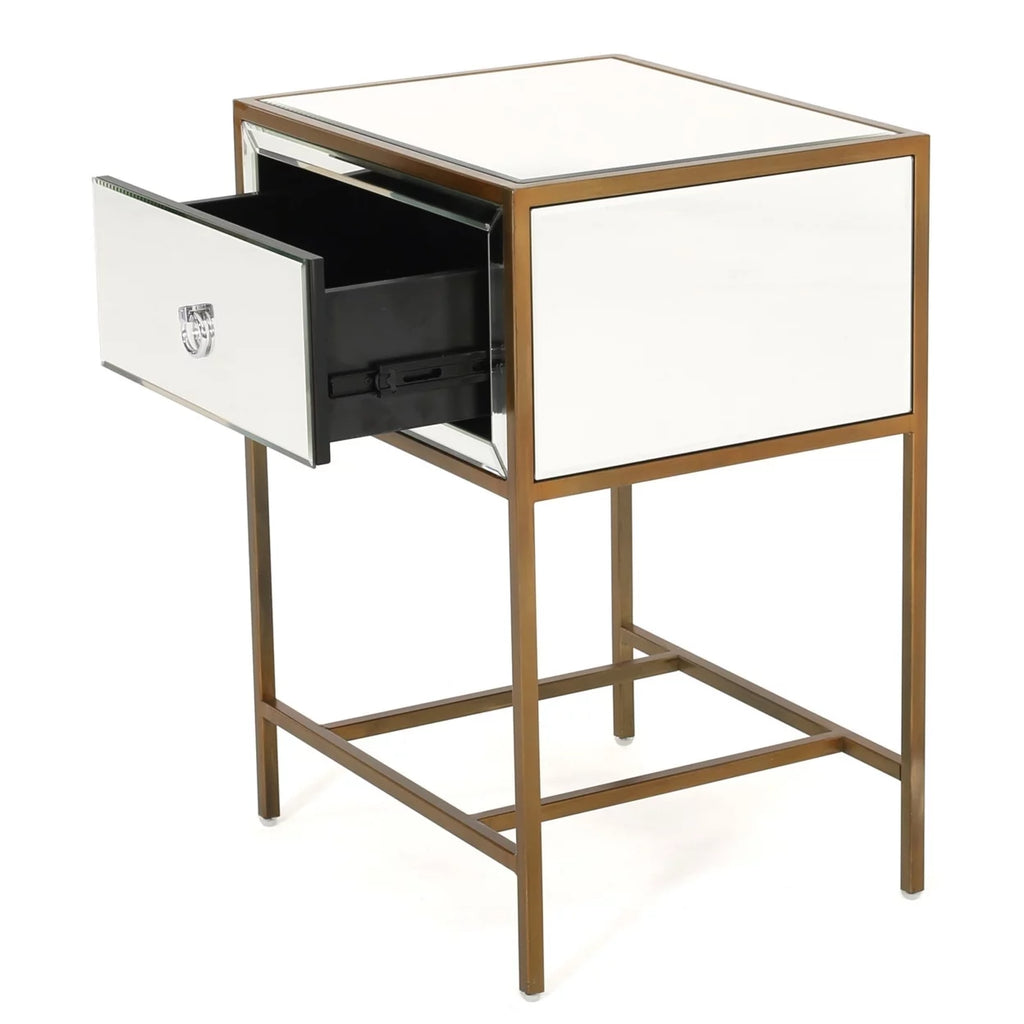 Mirrored Gold Single Drawer Side Table S540
