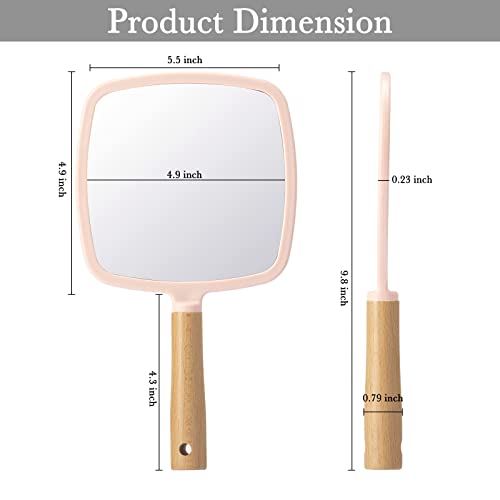 Hand Held Wood Mirror with Handle Y234138