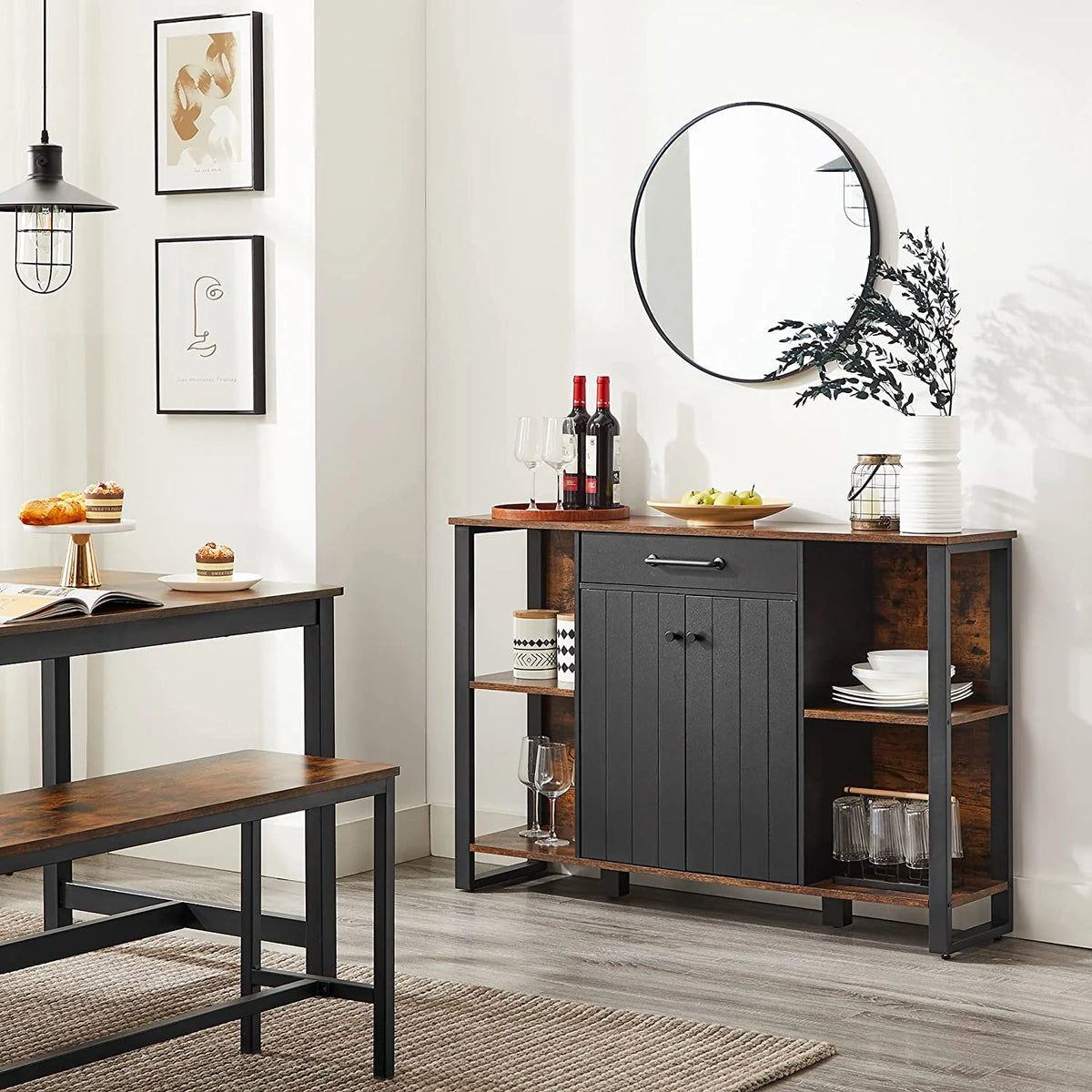 Buffet Cabinet with Drawer Shelves Door X2923