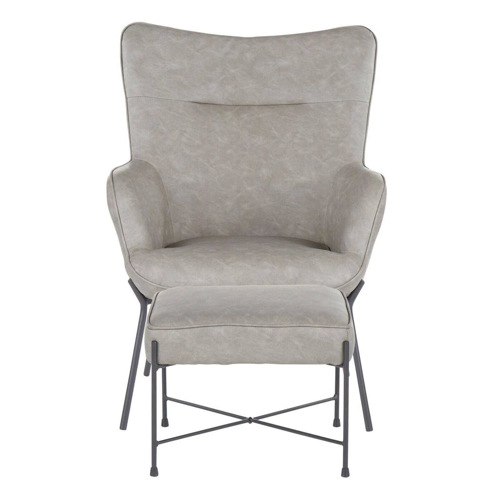 Faux Leather Lounge Chair with Ottoman J30774