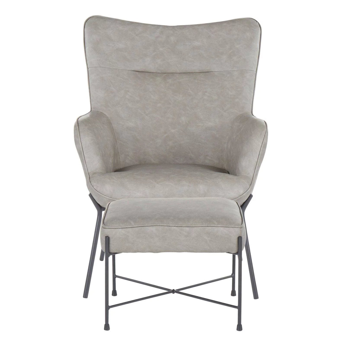 Faux Leather Lounge Chair with Ottoman J30774