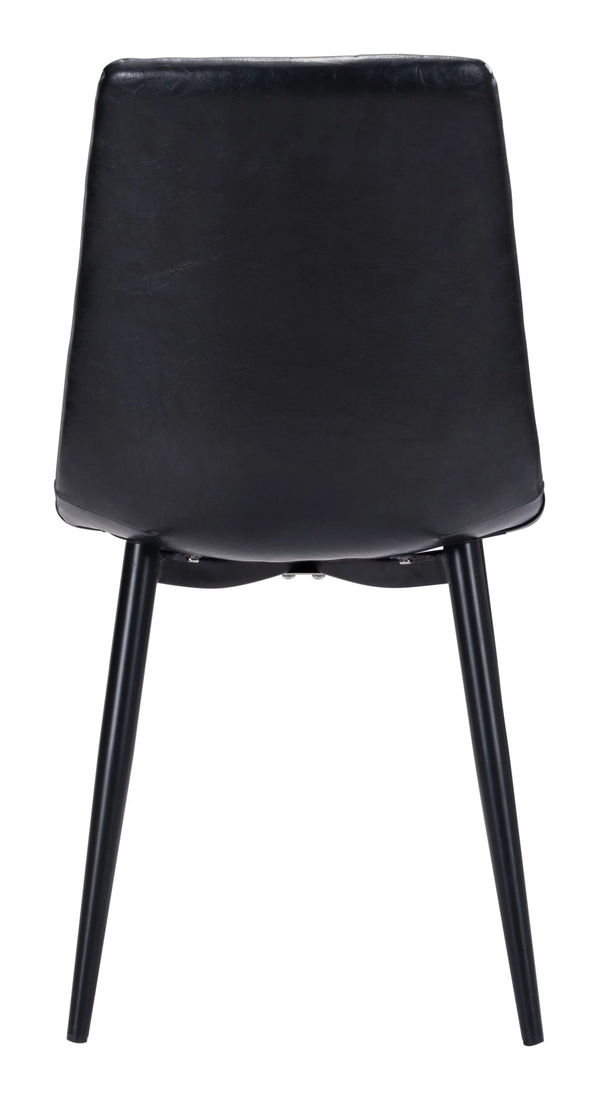 Faux Leather Channel Scoop Dining Chairs, Vintage Black - Set of 2 W1485
