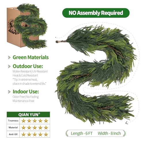 6FT Artificial Norfolk Pine Greenery Christmas Garland I58765