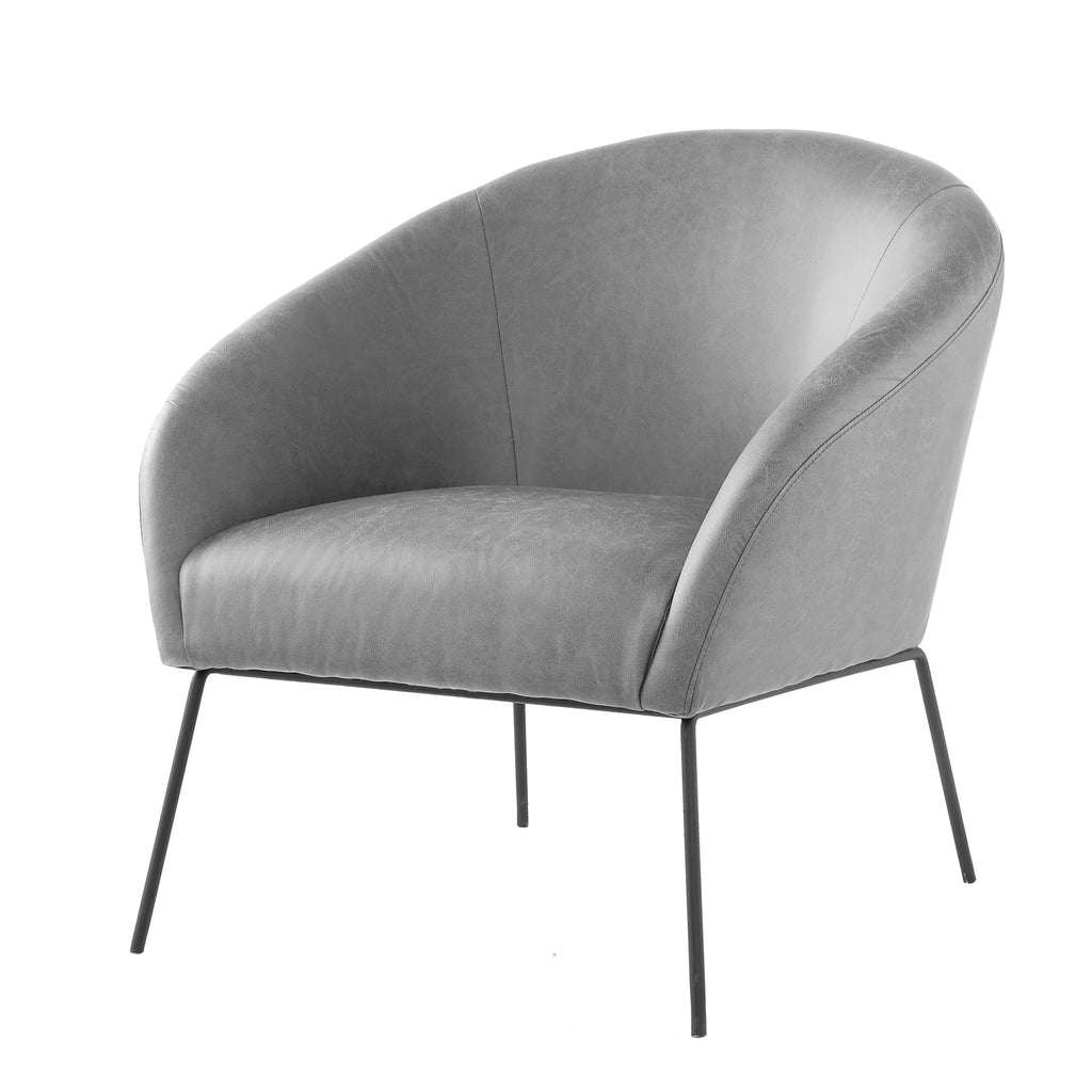 Light Gray & Black Faux Leather Barrel Chair M84363