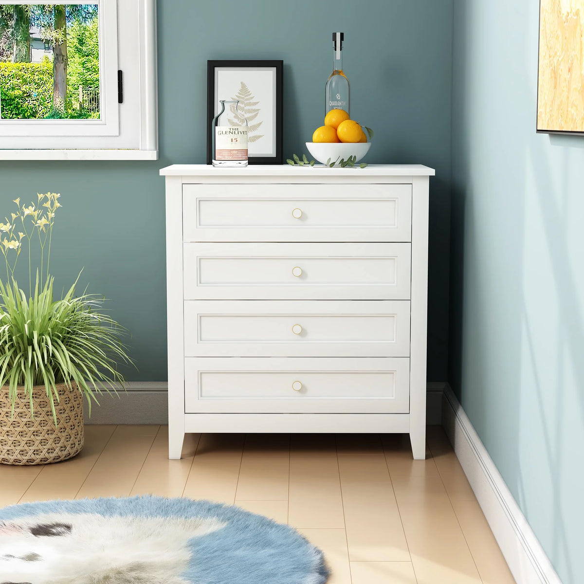Solid Wood 4 Drawer Dresser P5155