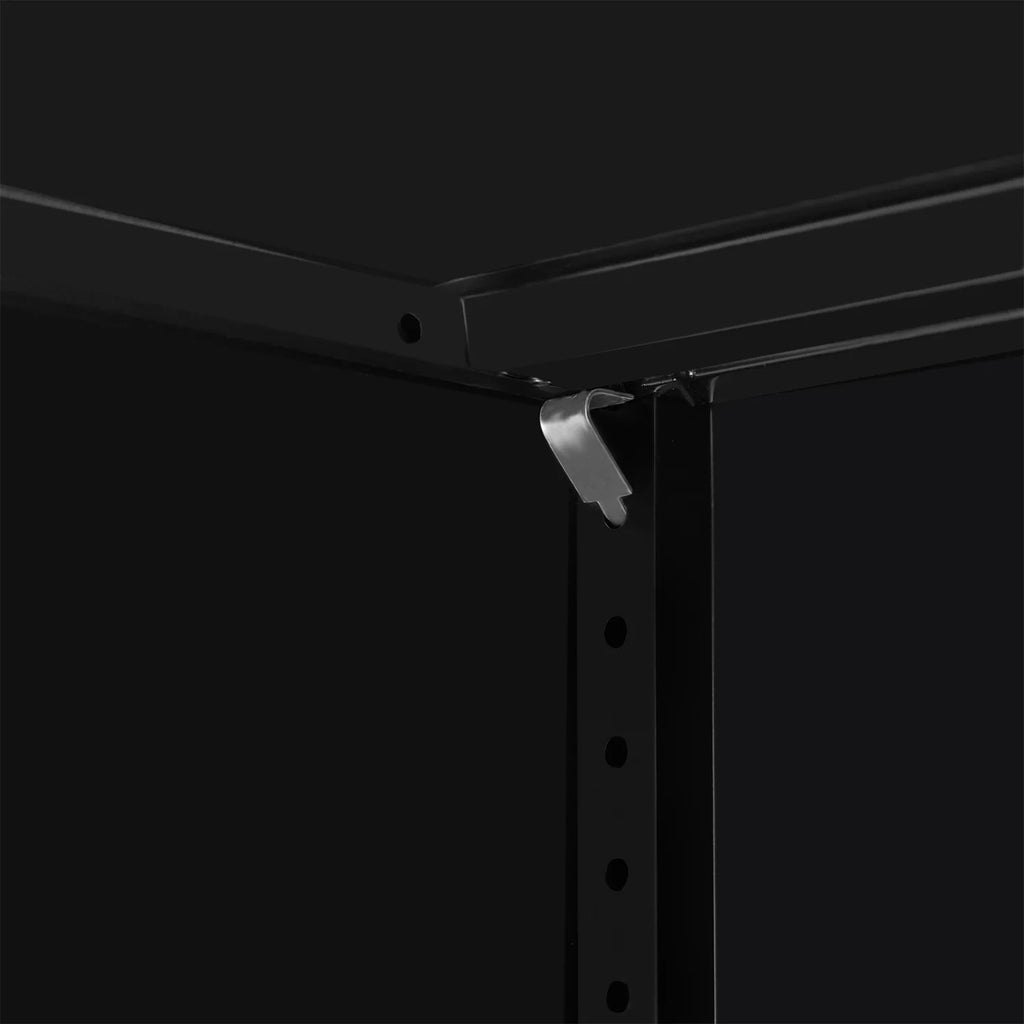 Black Metal Storage Cabinet with Shelves Doors R128