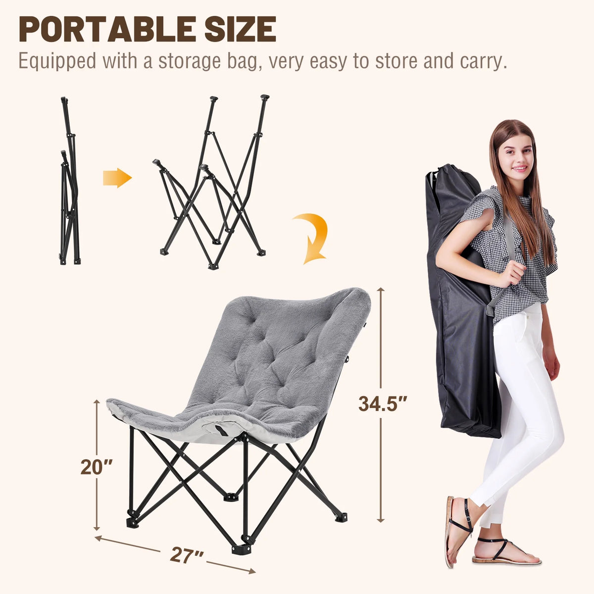 Oversized Folding Camping Chair with Mattress J72663