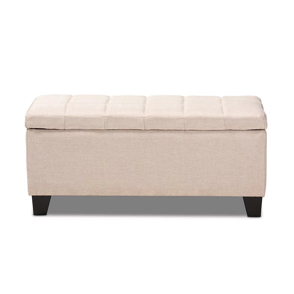 Beige Fabric Upholstered Storage Ottoman J131160