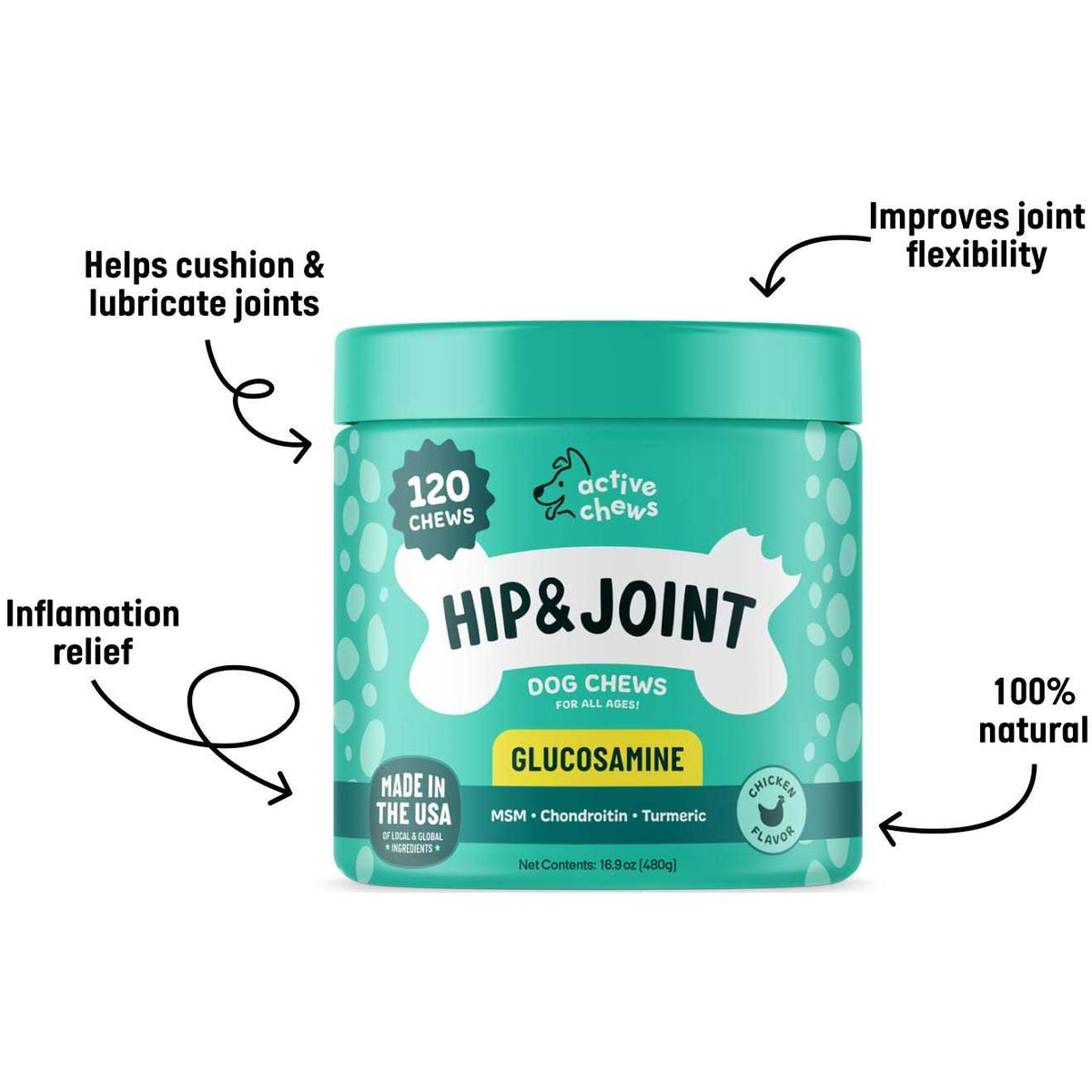 Glucosamine for Dogs Hip and Joint Supplement with Chondroitin, Turmeric, and Msm L149