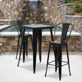 Black Metal Indoor-Outdoor Barstool with Removable Back V244570