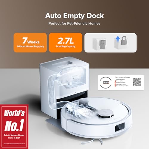Robot Vacuum and Mop Cleaner, 5500Pa Suction, Lidar Navigation D187