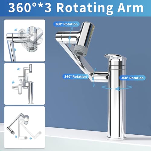 1080° Rotatable Height Adjustable Single Handle Bathroom Vanity Faucet with Temperature Display T621650