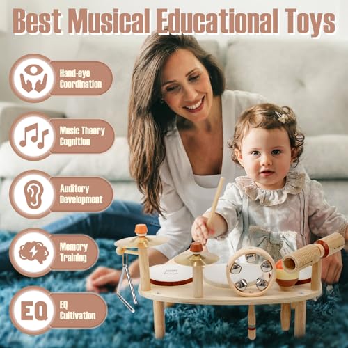 Kids Drum Set 11 in 1 Wooden Musical Instruments I163