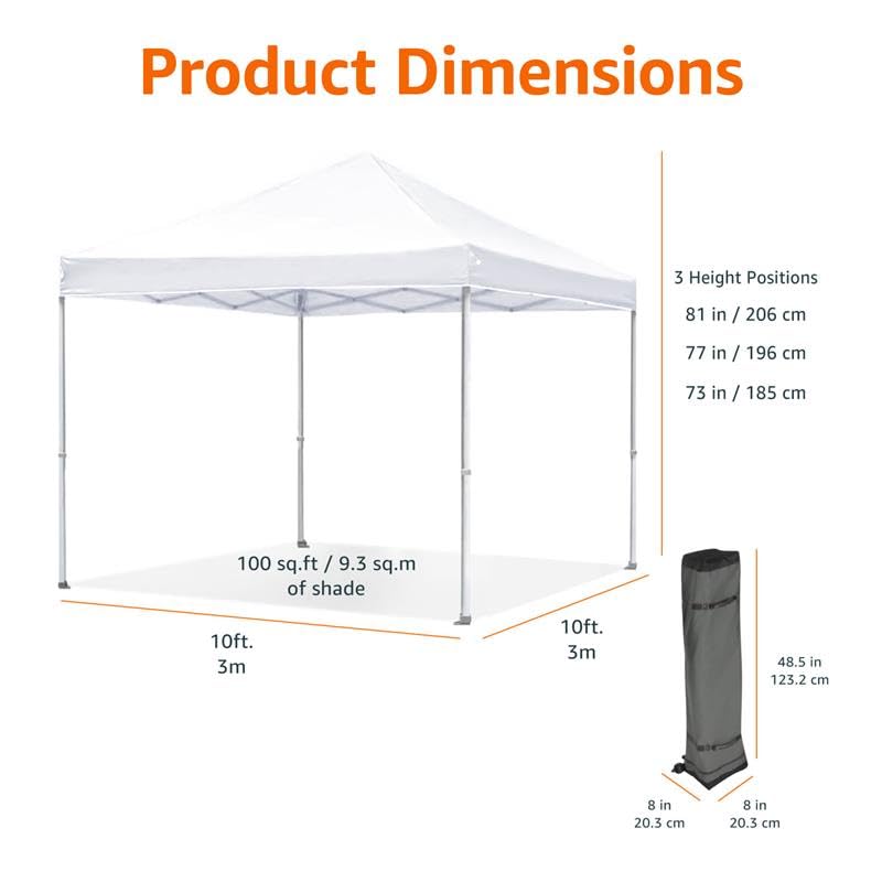 10 x 10 Pop Up Canopy Tent with Wheeled Carry Bag, Blue W69511