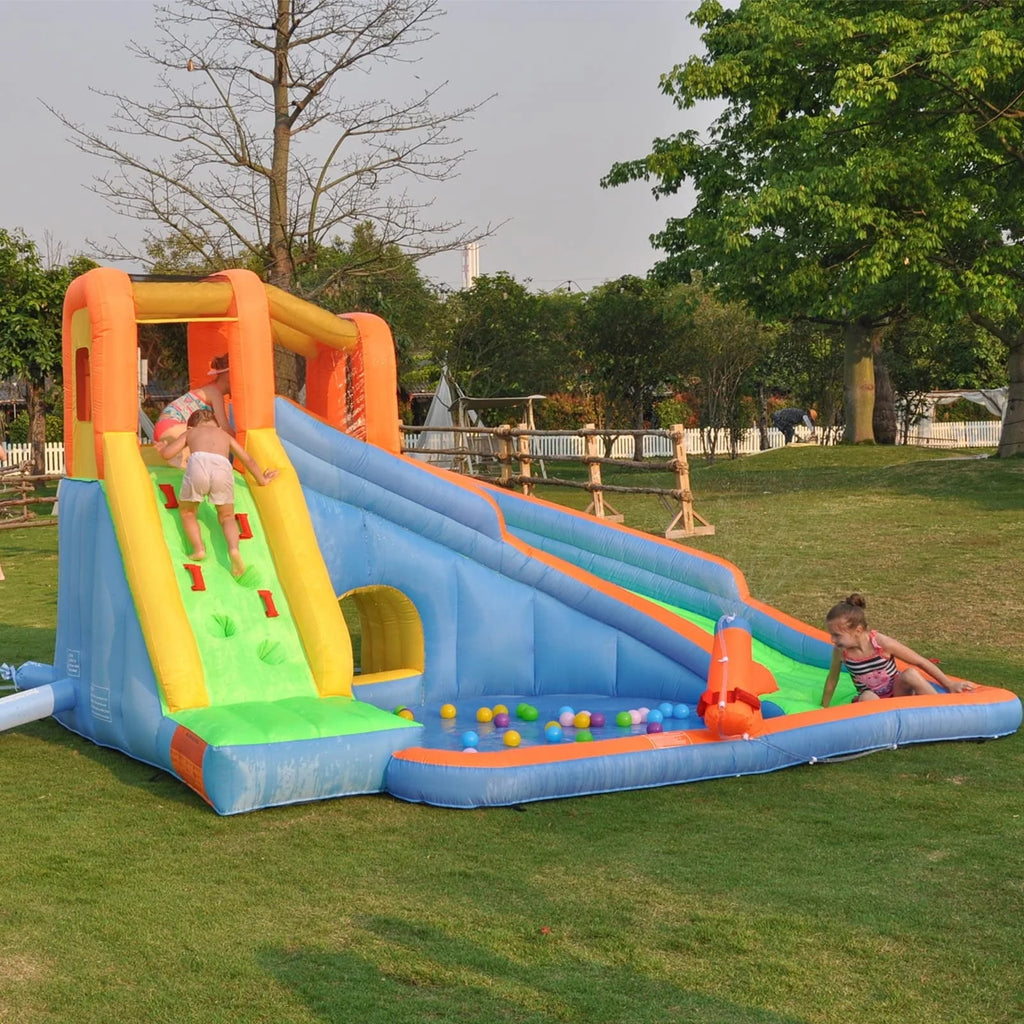 Inflatable Water Slide with Pool and Blower A989548