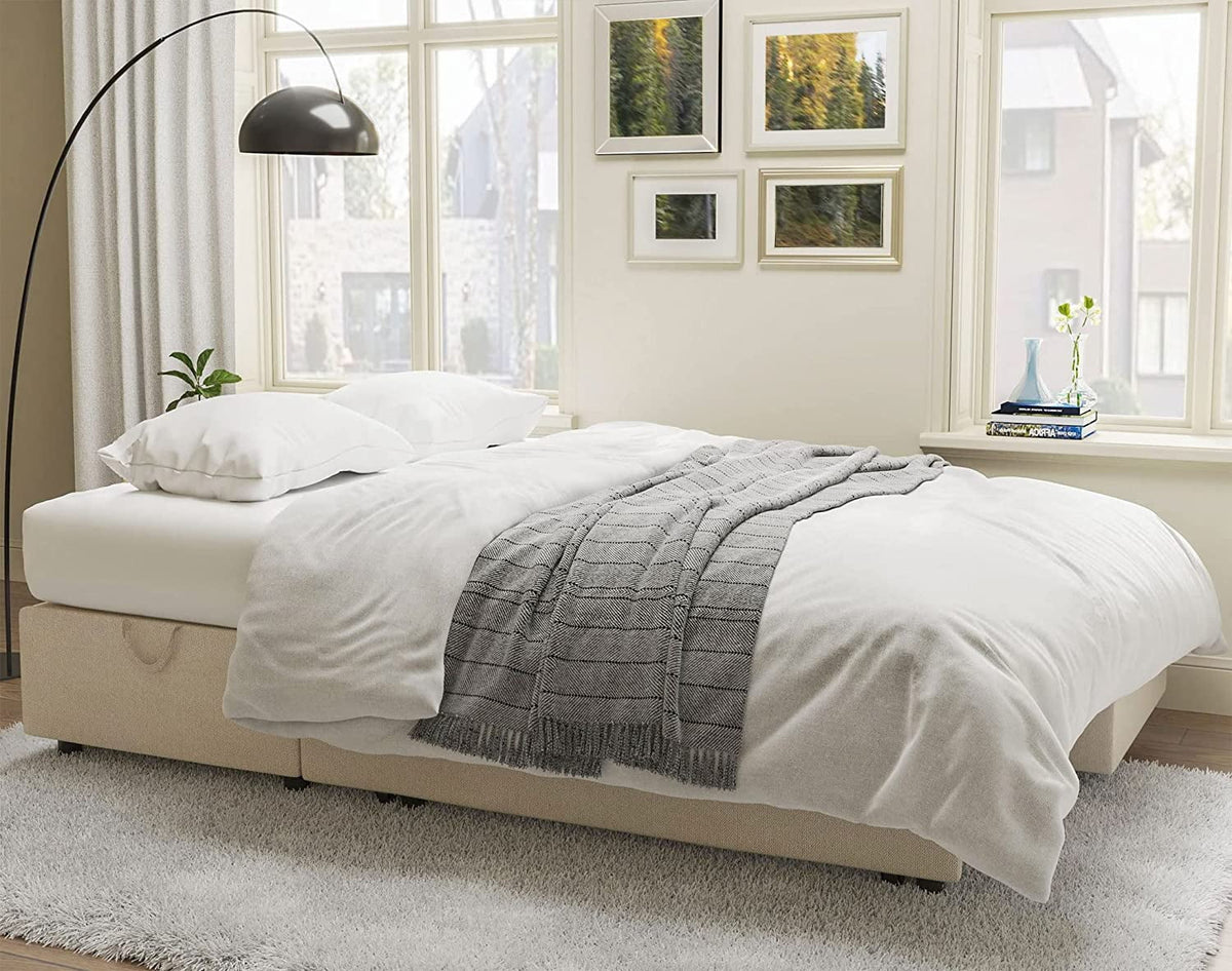Gray Chenille Sleeper Sofa with Storage Chaise D2876