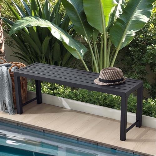 Set of 2 Grey Metal Garden Bench D90460