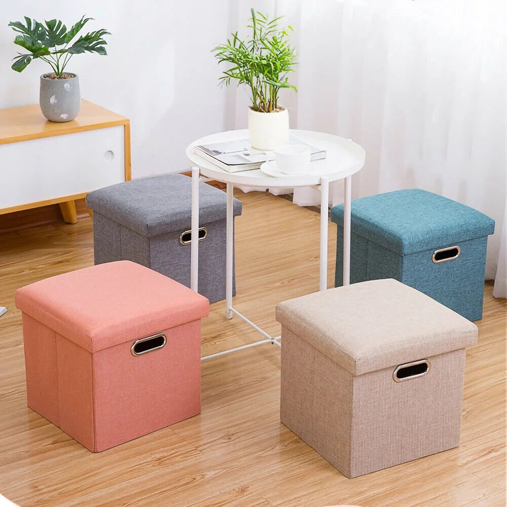 11.8'' Linen Foldable Storage Ottoman E89745