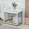 White Wooden Dog Crate Furniture with Drawer H159