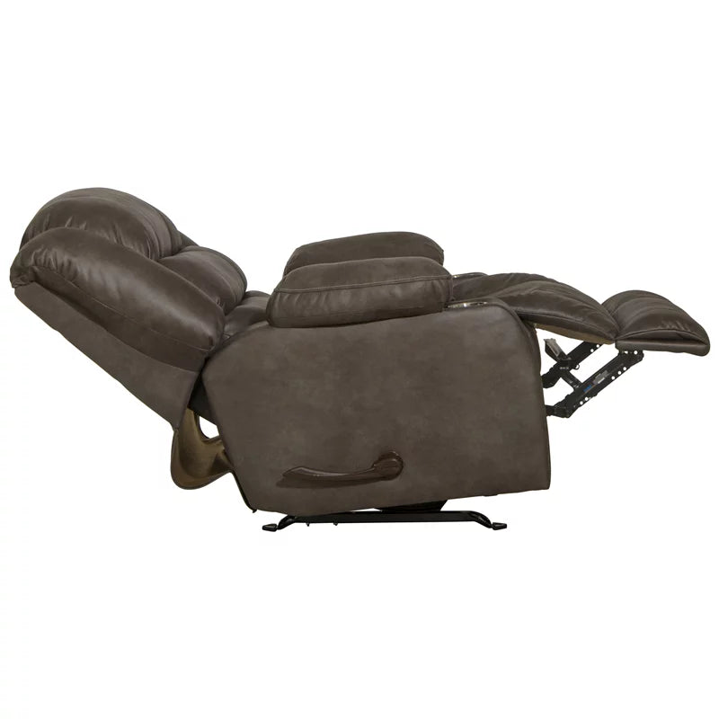 Gray Polyester Rocker Recliner with Dual Cupholders P86132