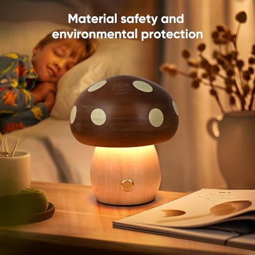 2 Pack Wood Mushroom Table Lamp L8219