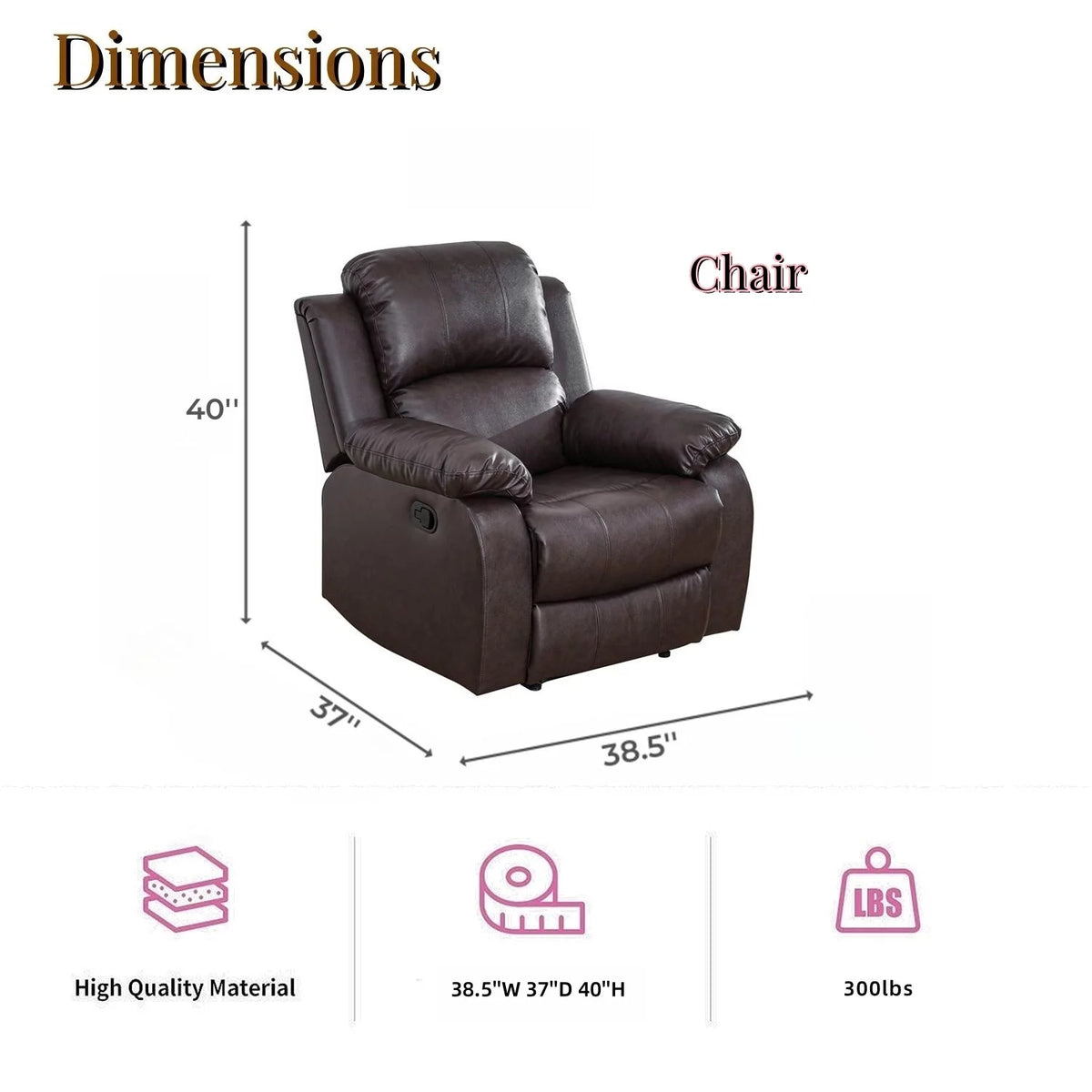 Leather Recliner Chair with Adjustable Backrest H7903