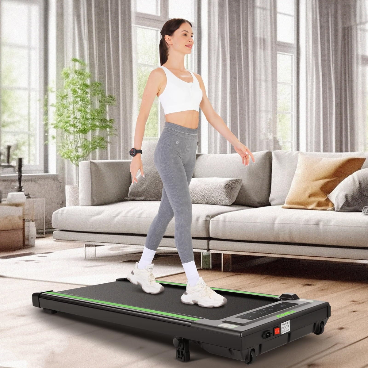 Under Desk Treadmill with Remote Control, LED Touch Screen, 300lbs Weight Capacity, Black Z8782