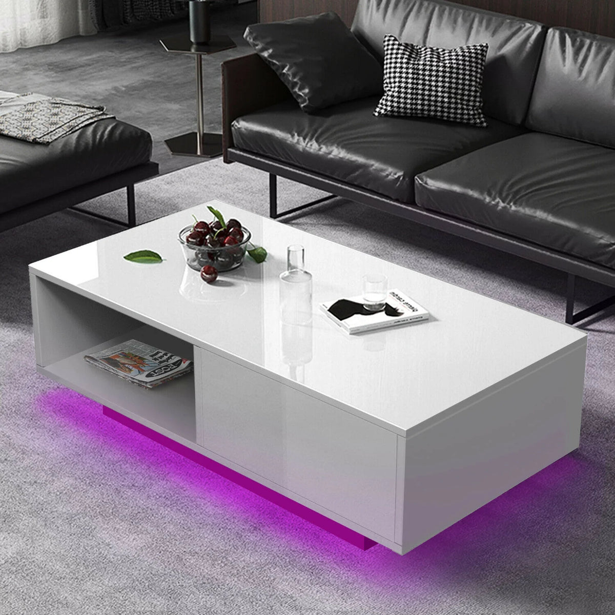 Oversized High Gloss Coffee Table with Drawer Z67442