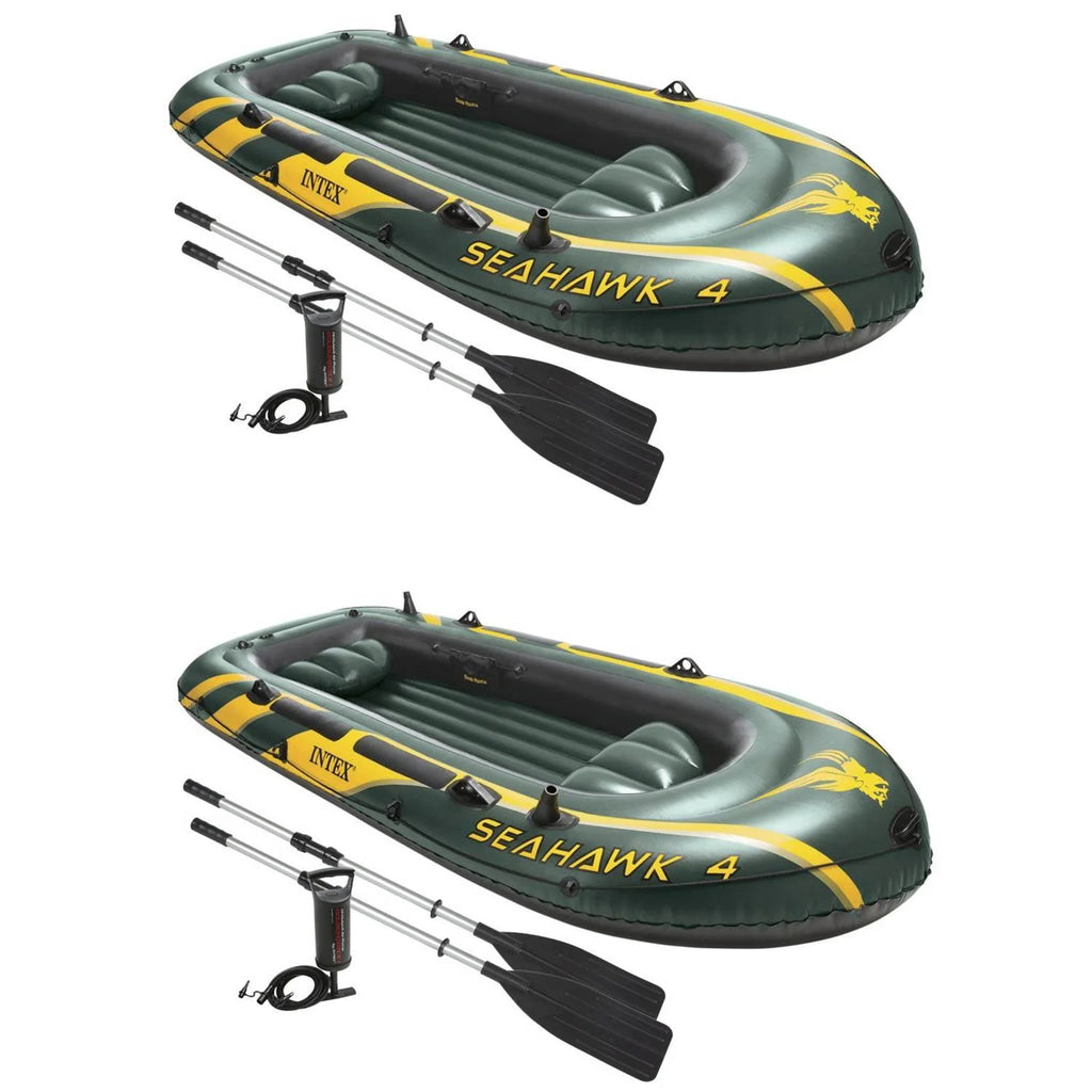 Inflatable 4 Person Boat Set with Oars & Air Pump 2 Pack T9056