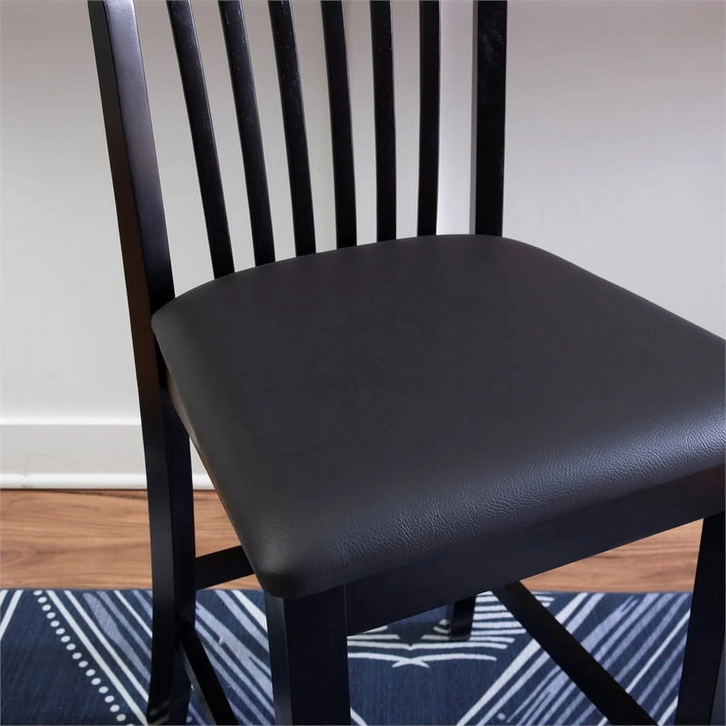 25" Wood Faux Leather Counter Stool in Black I85256
