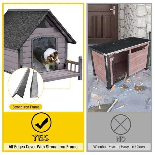 Outdoor Dog House with Porch Iron Frame R762372
