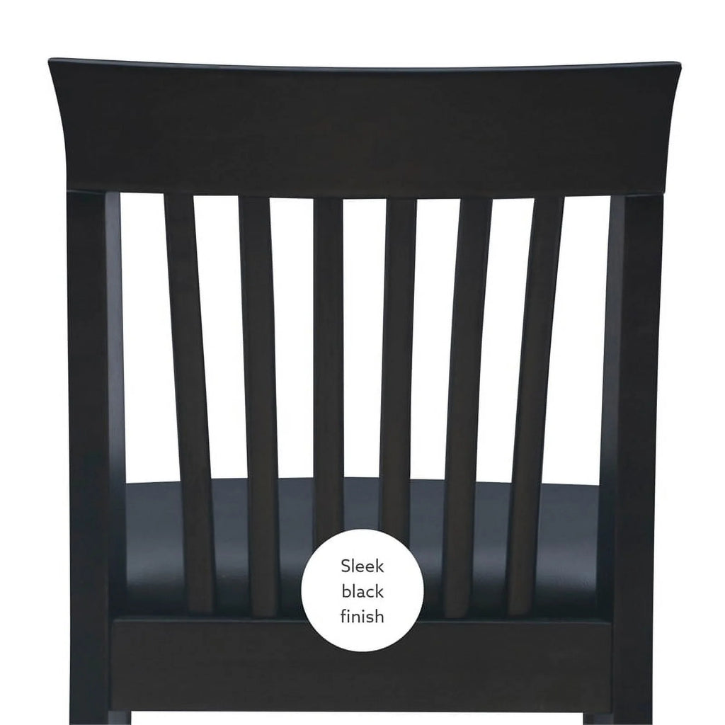 25" Wood Faux Leather Counter Stool in Black I85256
