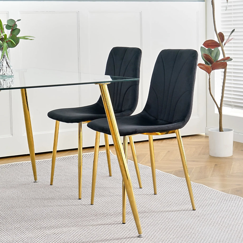 Black Dining Chair with Gold Metal Legs Set of 4 P44419