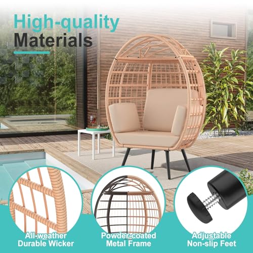 Oversized White Wicker Egg Chair with 4 Cushions D718888