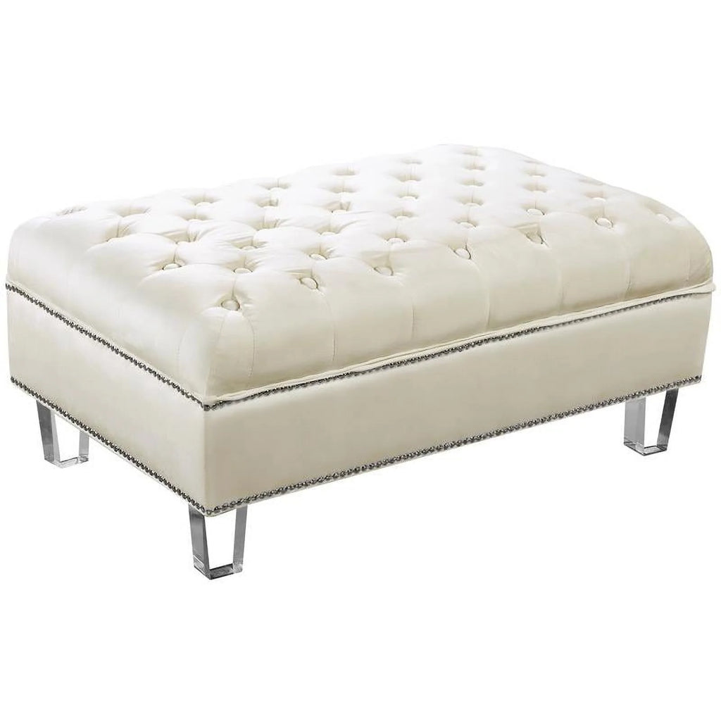 Cream Velvet Ottoman C9150