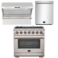 36 Inch Pro Gas Range, Wall Mount Range Hood, Dishwasher P866530