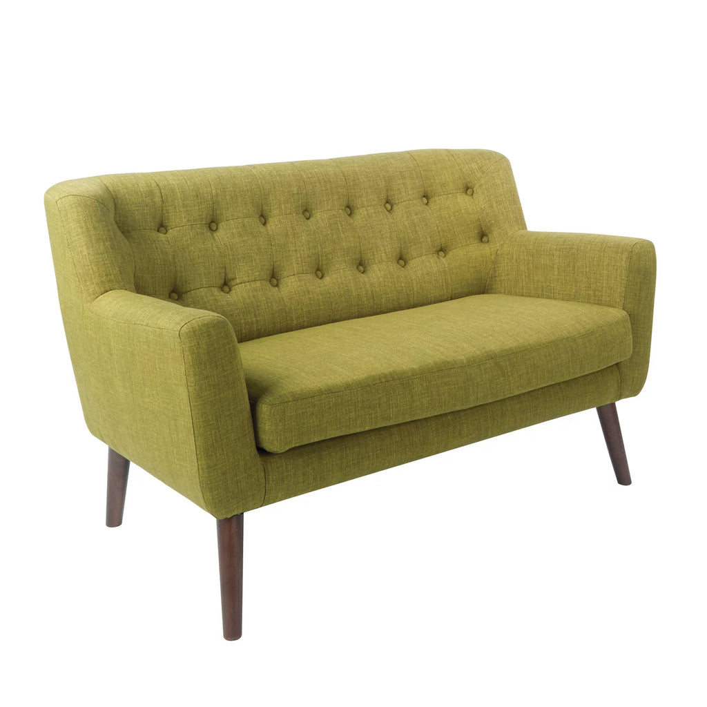 Mid-Century Green Fabric Loveseat J50696