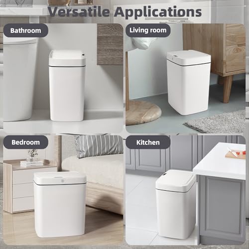 2 Pack 3.9 Gallon Touchless Automatic Waterproof Plastic Trash Can H458129