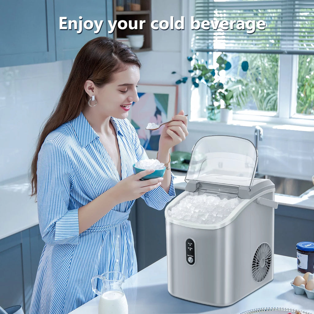 Nugget Ice Maker Countertop with Soft Chewable Pellet Ice, 34lbs/24H, Self-Cleaning, Gray F51348