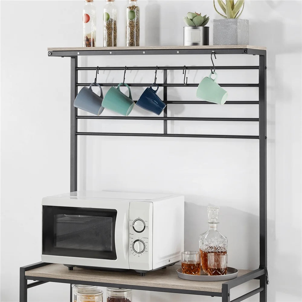 4-Tier Kitchen Baker's Rack with Hooks F742