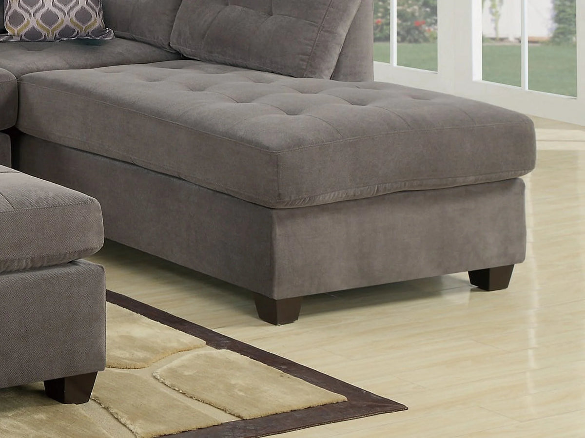 Charcoal Waffle Suede Sectional Sofa with Pillows Q49718