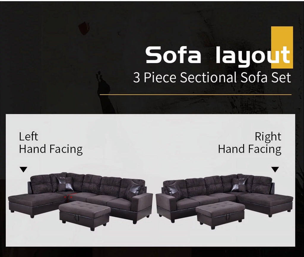 103.5'' Left Hand Facing Sectional Sofa with Storage Ottoman G104